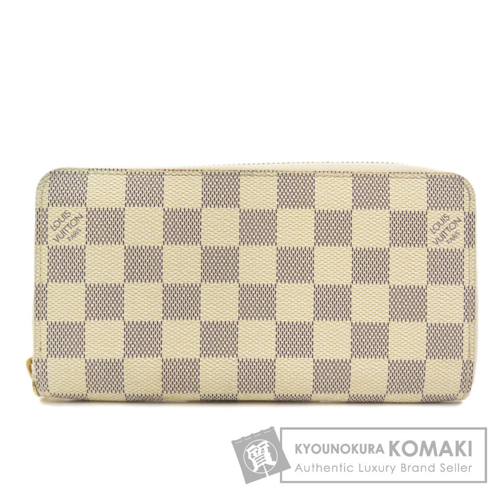 Louis Vuitton Zippy Wallet Damier Azur White Long Wallet Canvas